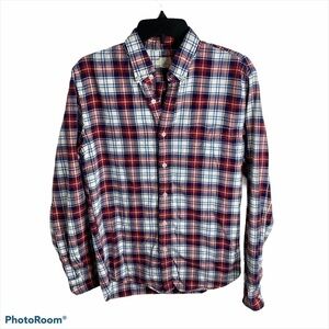 J.Crew Tailored Vintage Oxford Plaid Button Down Medium Red